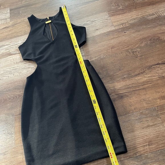 Asos petite black midi dress side cutouts 4 - Picture 3 of 8